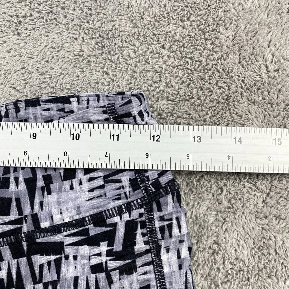 Lou & Grey Leggings Womens Small Geometric‎ Black Gray Workout Crop Stretch Mesh